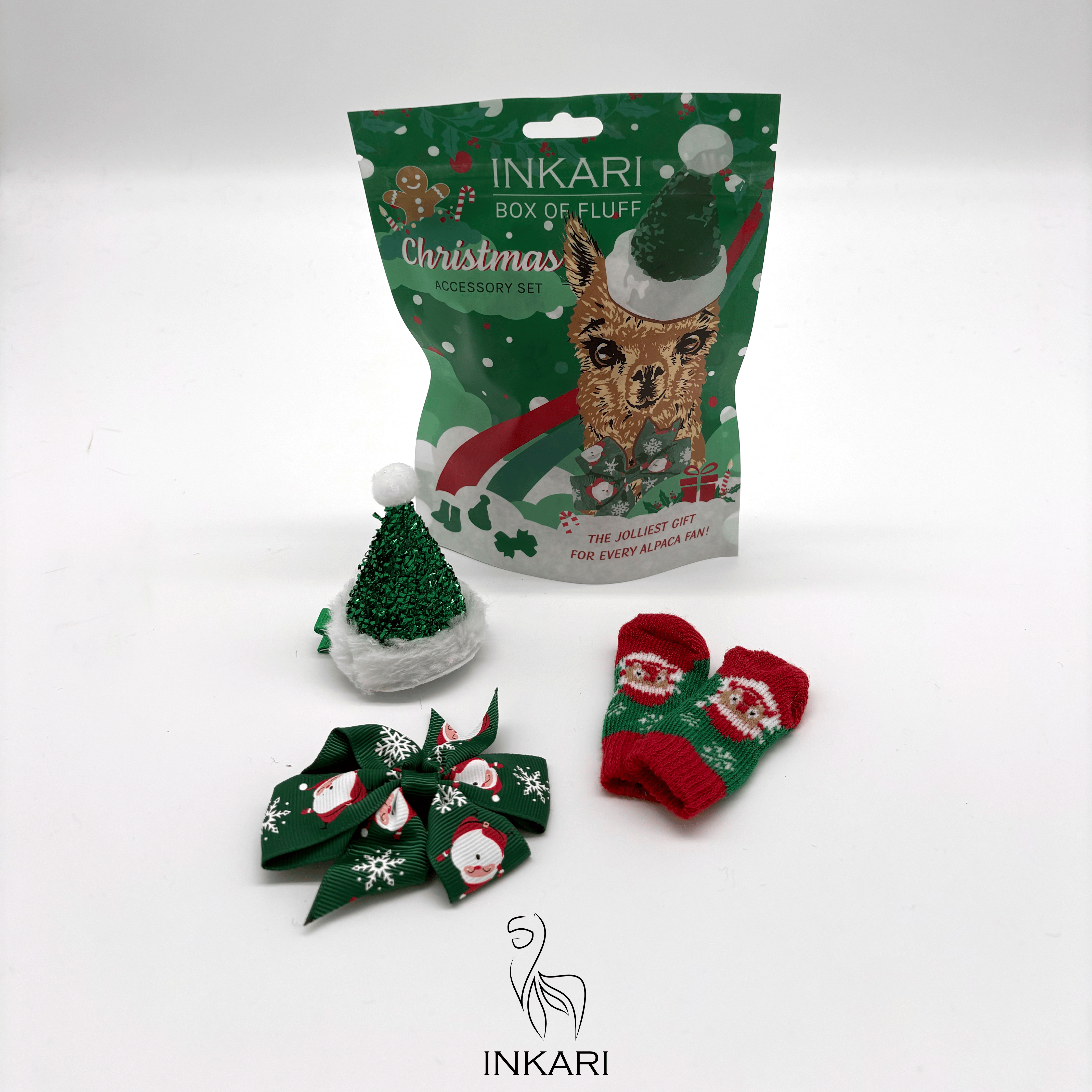 Christmas Accessory Set - Green Holly