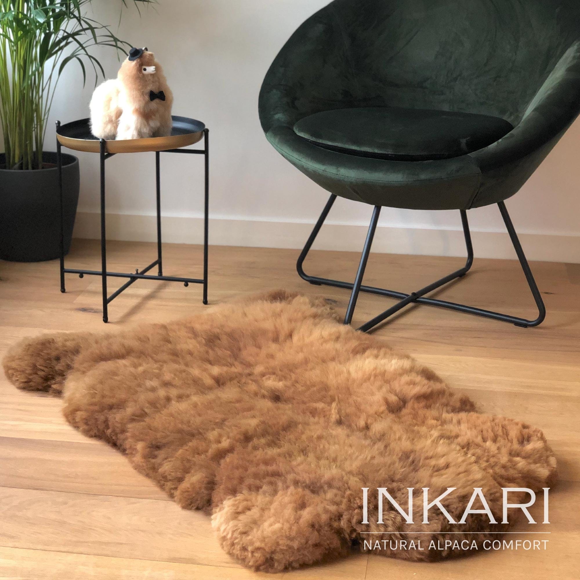 Reina - Handmade Alpaca Rug - Caramel - alpaca wool - alpaca products & gifts - handmade - fairtrade gifts - by Inkari