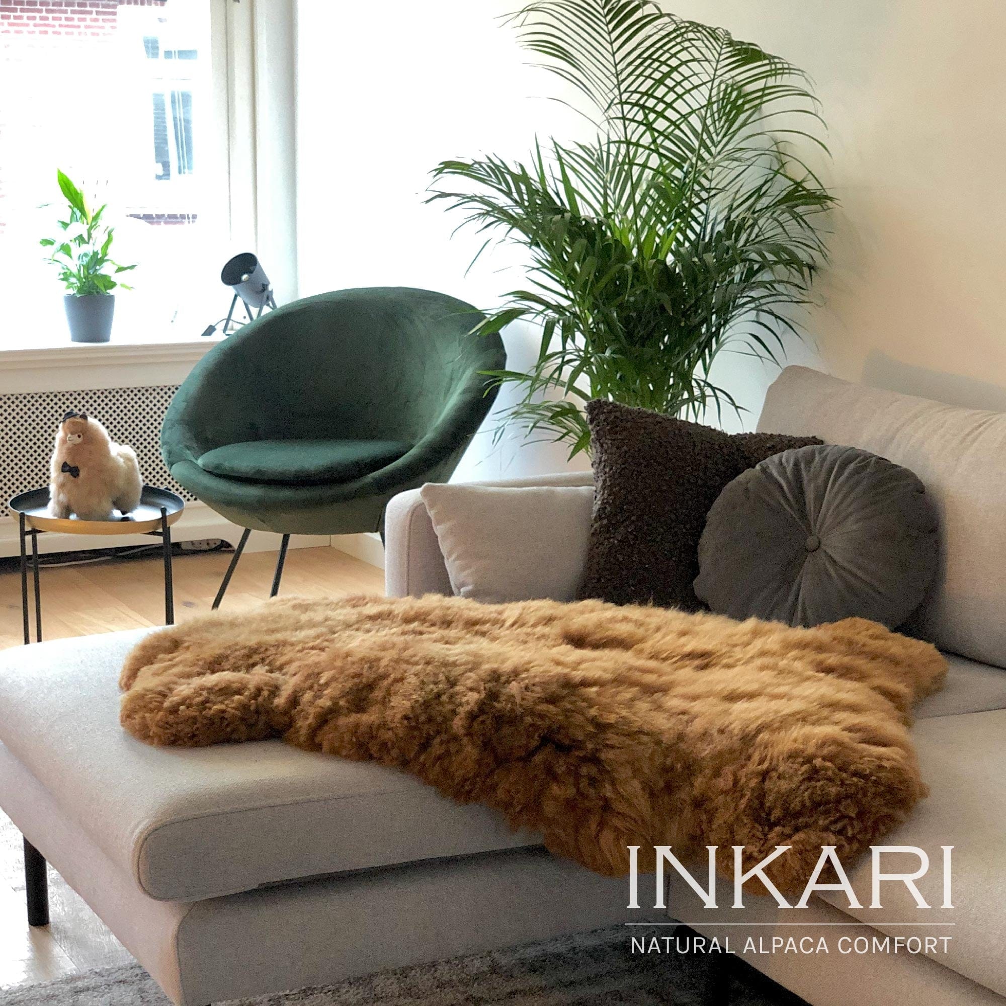 Reina - Handmade Alpaca Rug - Caramel - alpaca wool - alpaca products & gifts - handmade - fairtrade gifts - by Inkari