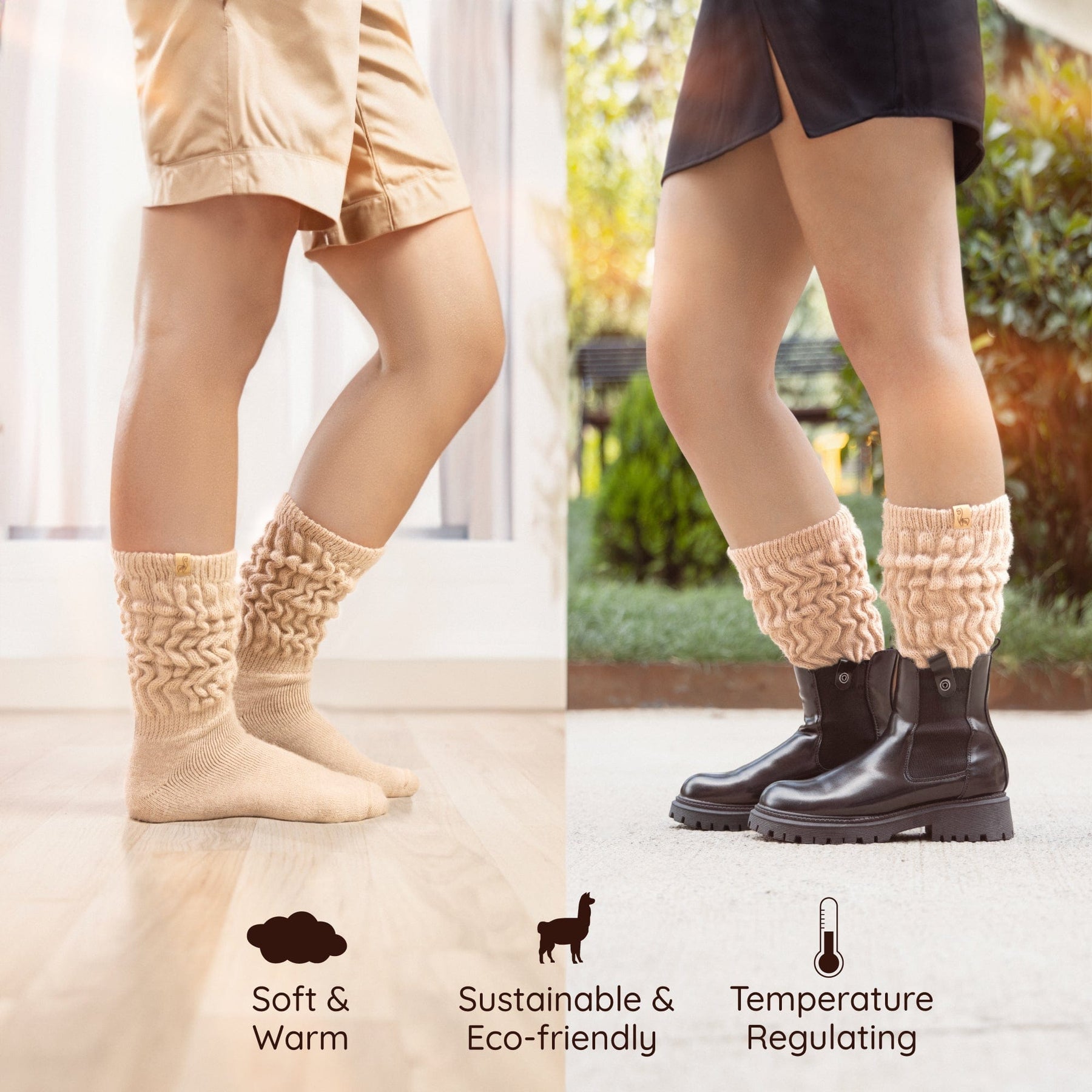 Thermal Leg Warmers: Pure Organic Virgin Wool, Knee High Leg Warmers for  Women