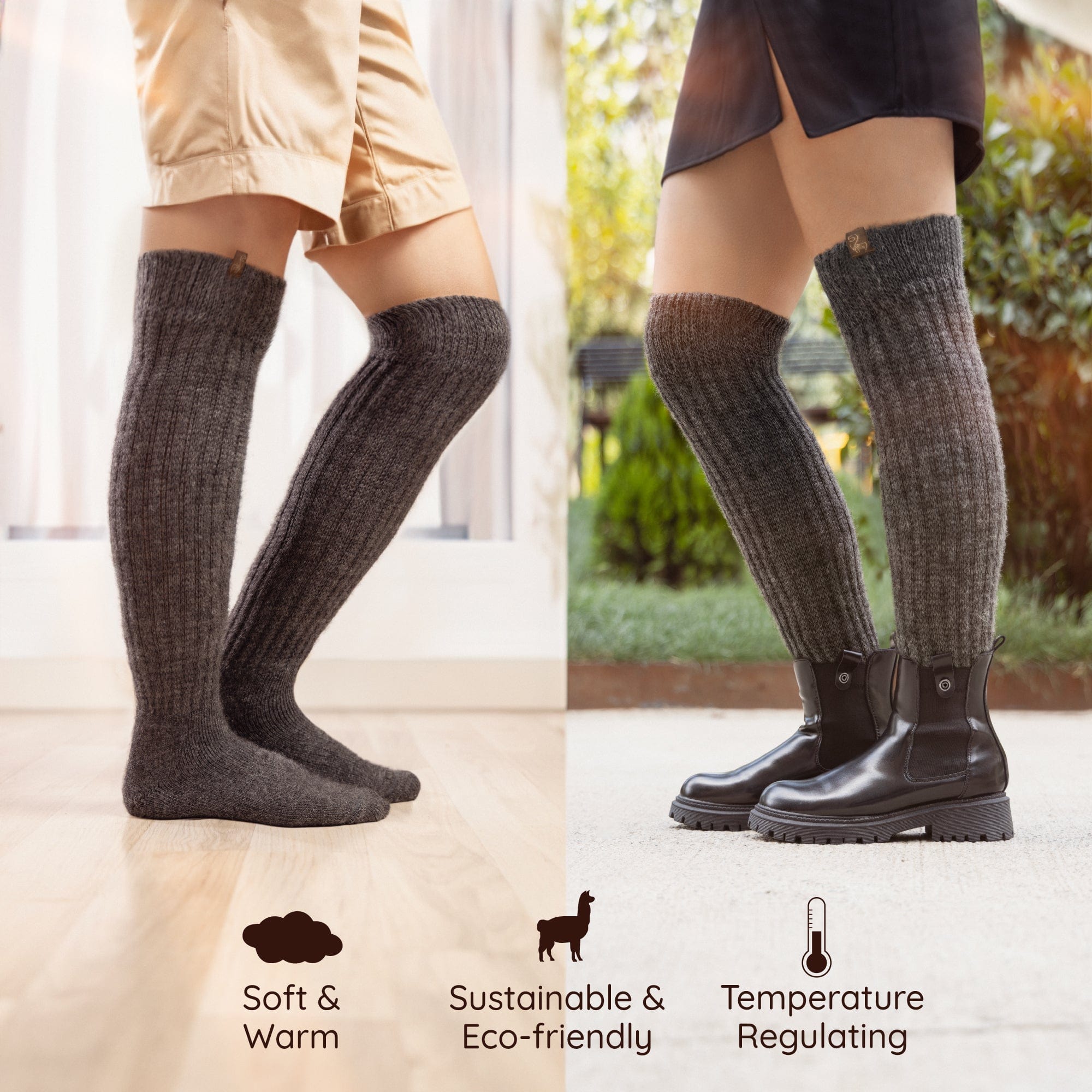 INKARI Alpaca Socks Over the knee Alpaca Wool Comfort Support