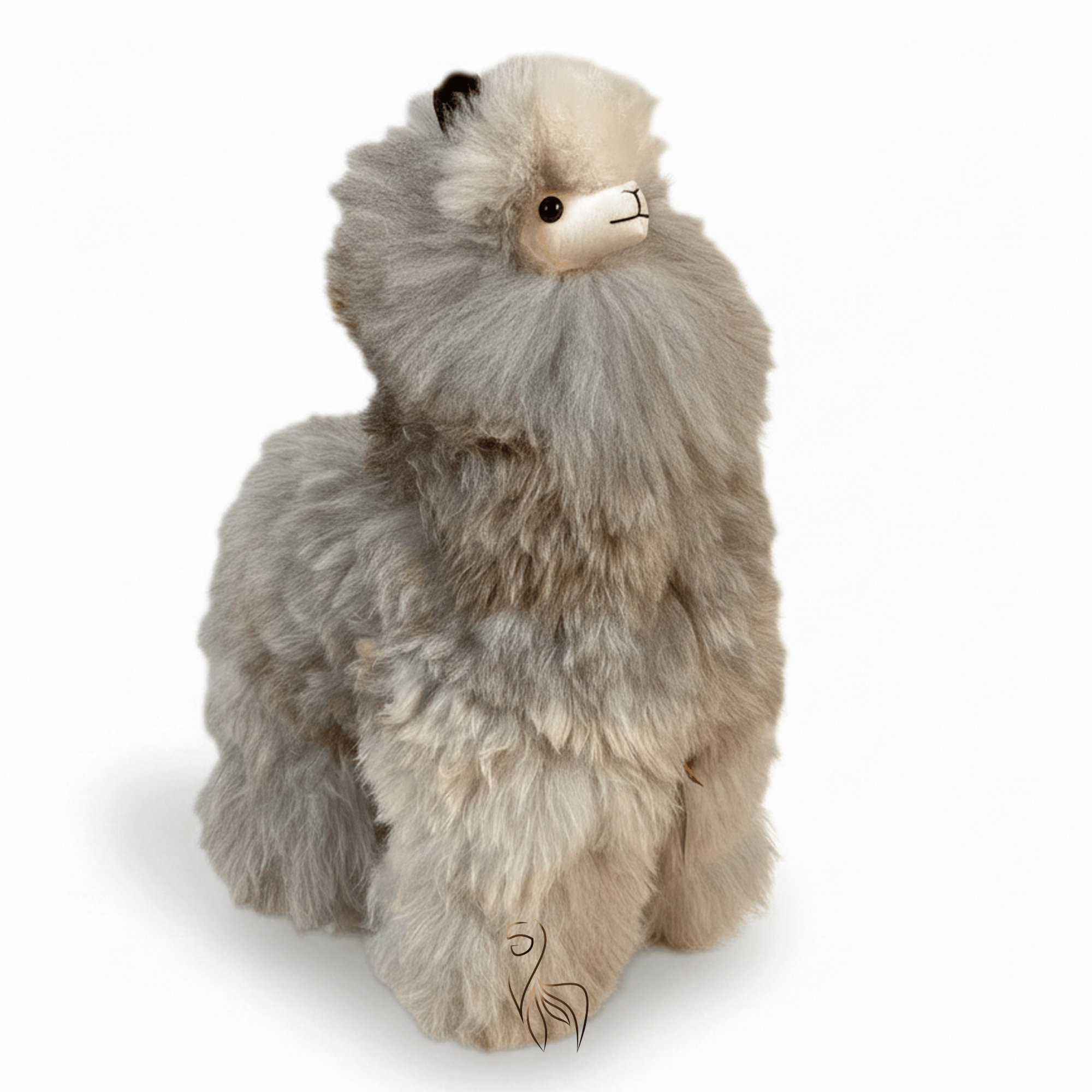 Limitierte Auflage – Silberner Wolf – Groß – Alpaka Stofftier