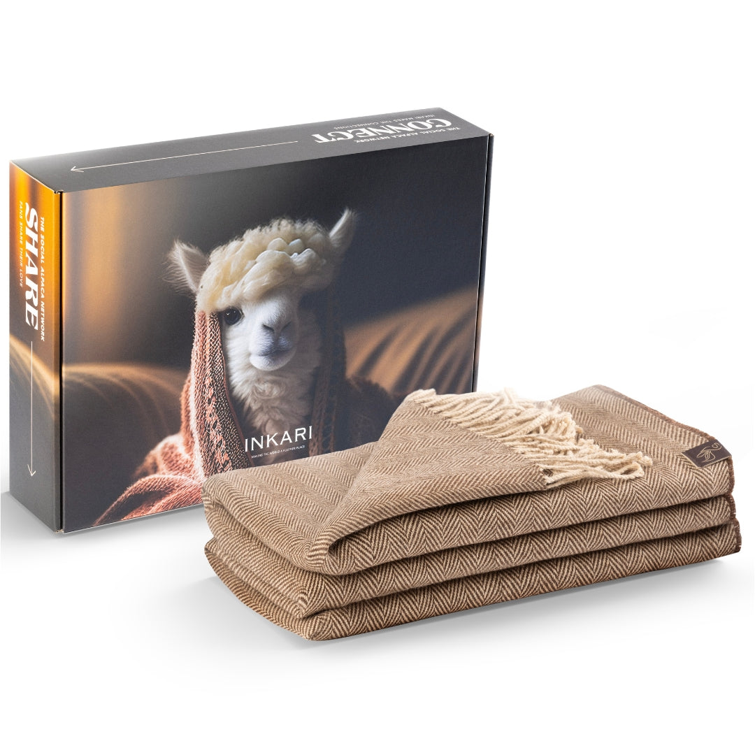 Desert Breeze Distributing 100% Natural Alpaca and Merino Wool Blanket,  Andean Collection, Twin Size Blanket - Thick, Soft and Warm, Rustic Woven