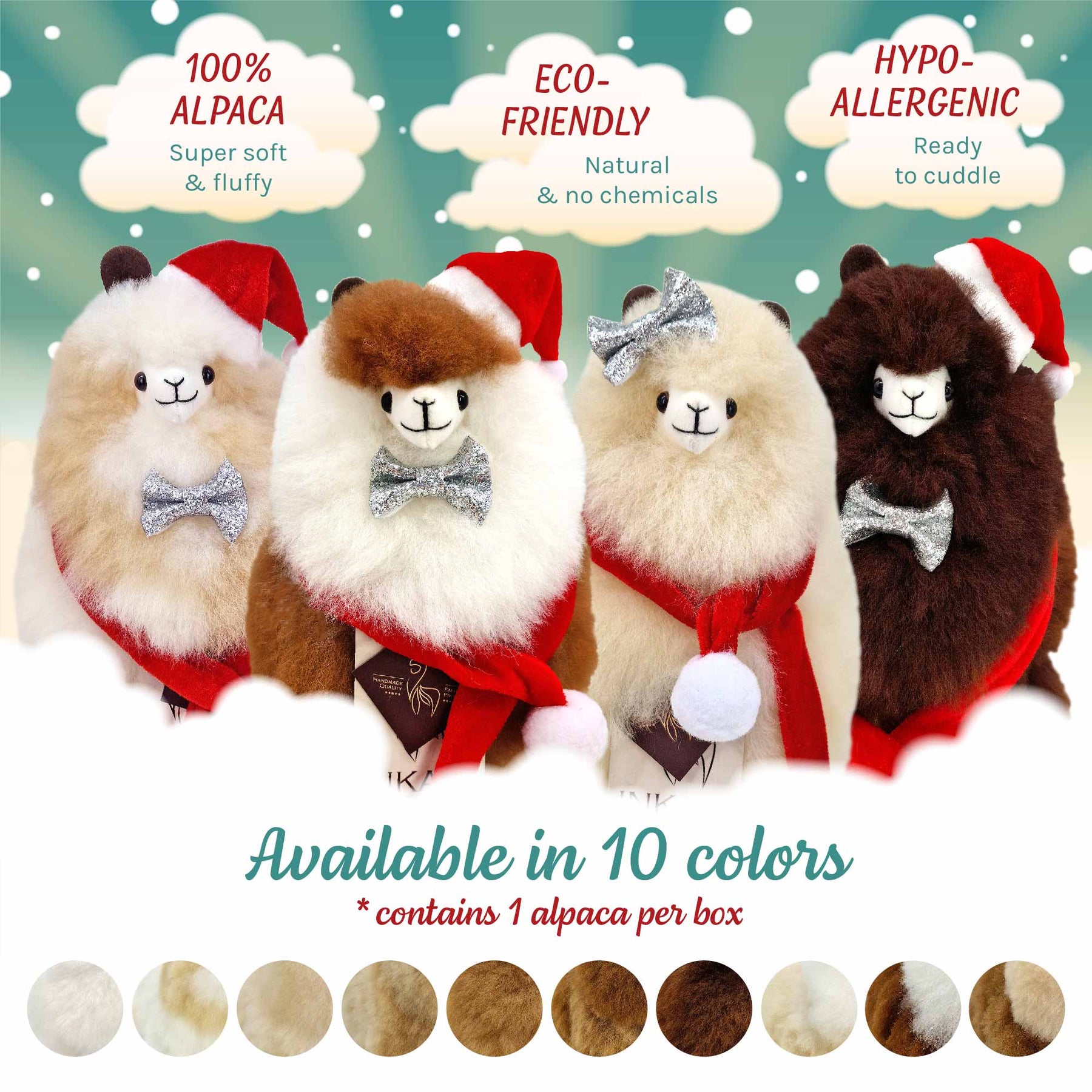 Box of Fluff - Christmas - Small Alpaca Toy