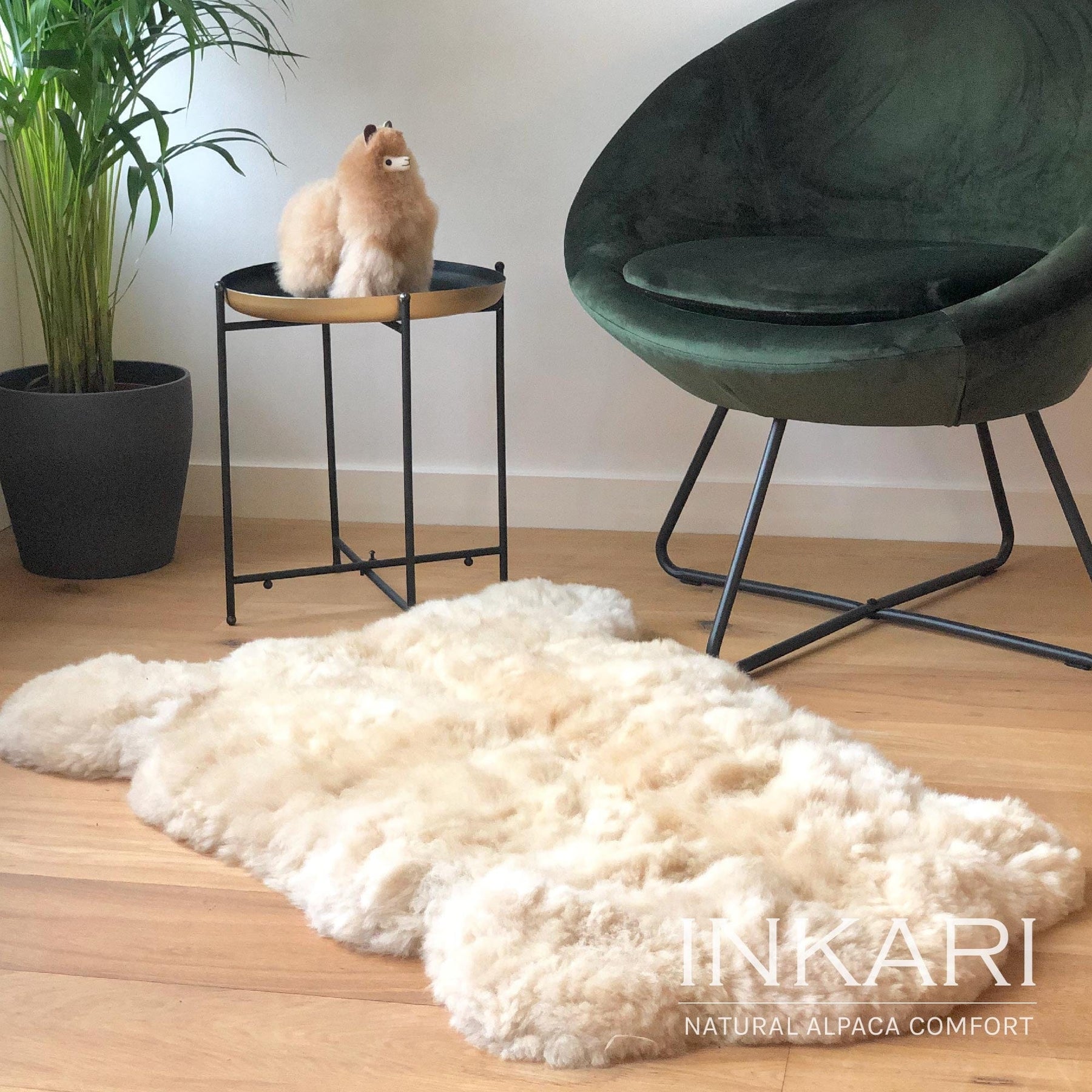 Reina - Handmade Alpaca Rug - Blond - alpaca wool - alpaca products & gifts - handmade - fairtrade gifts - by Inkari