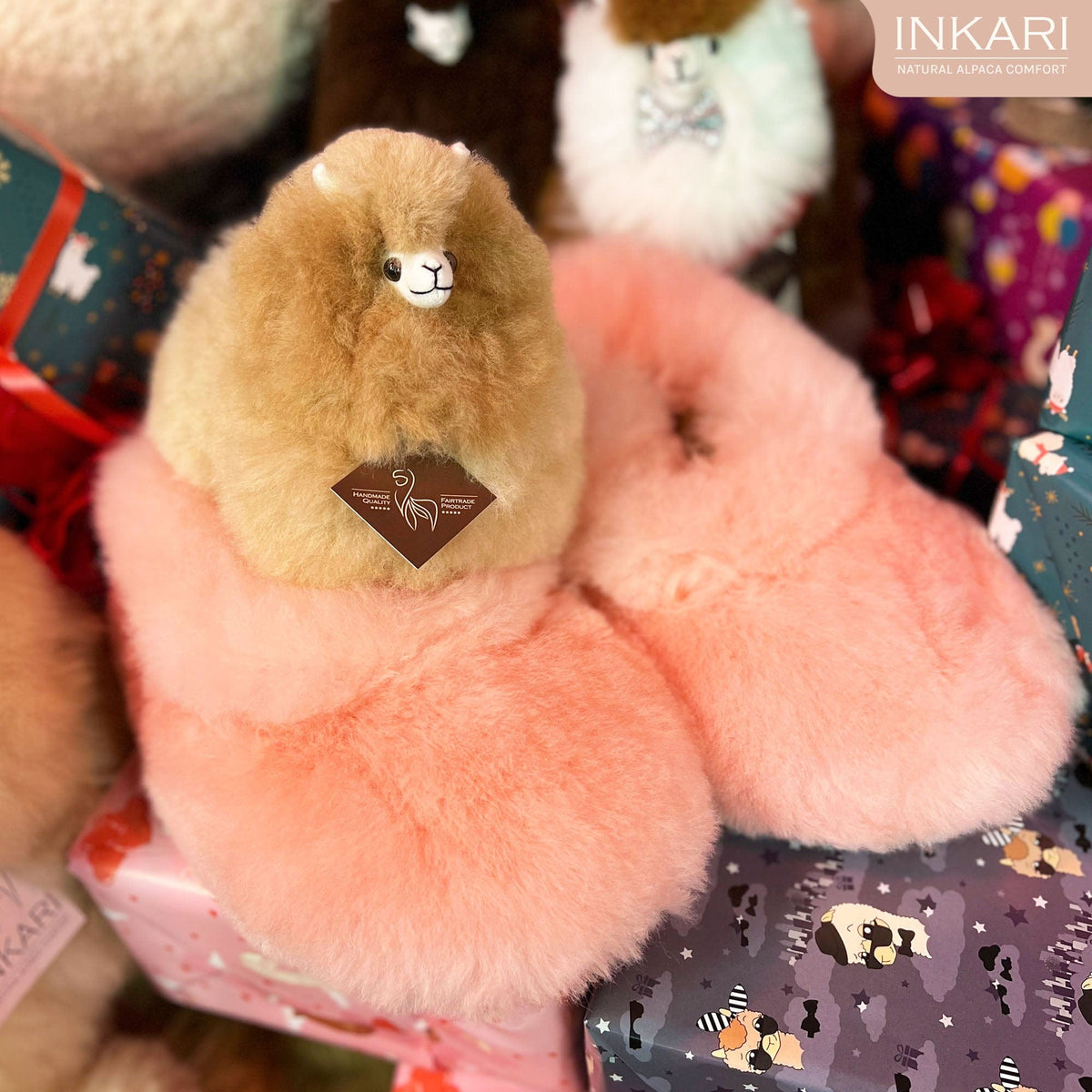 Alpaca House Slippers - Cotton Candy