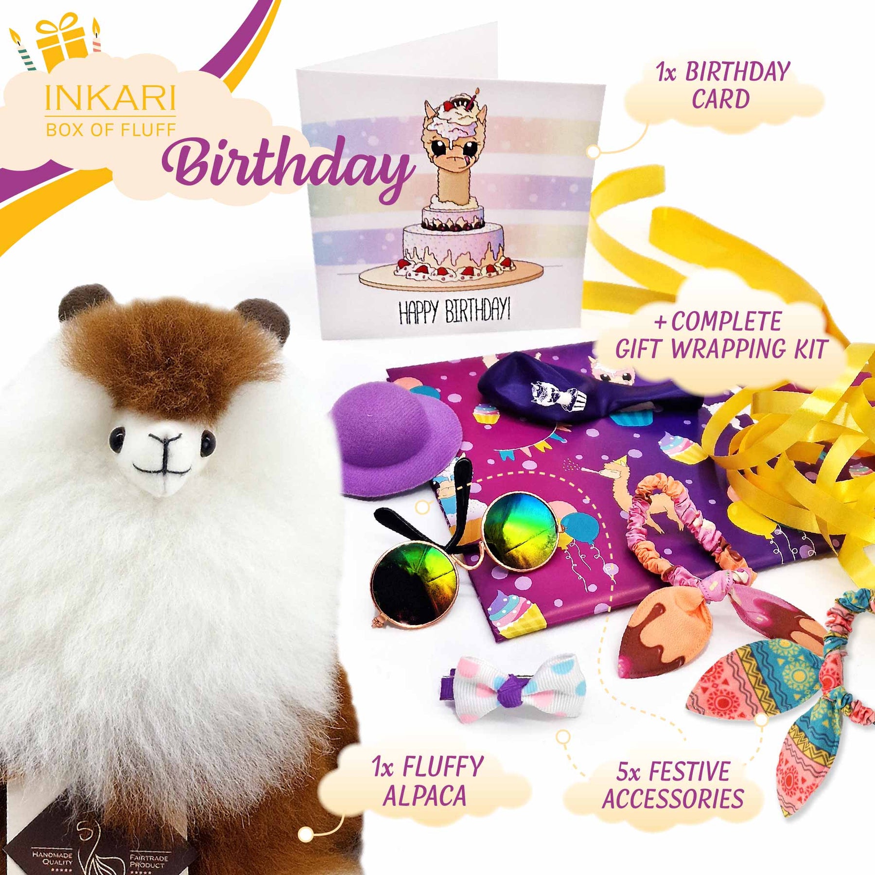 Doos met pluisjes - Verjaardag - Klein Alpaca speelgoed