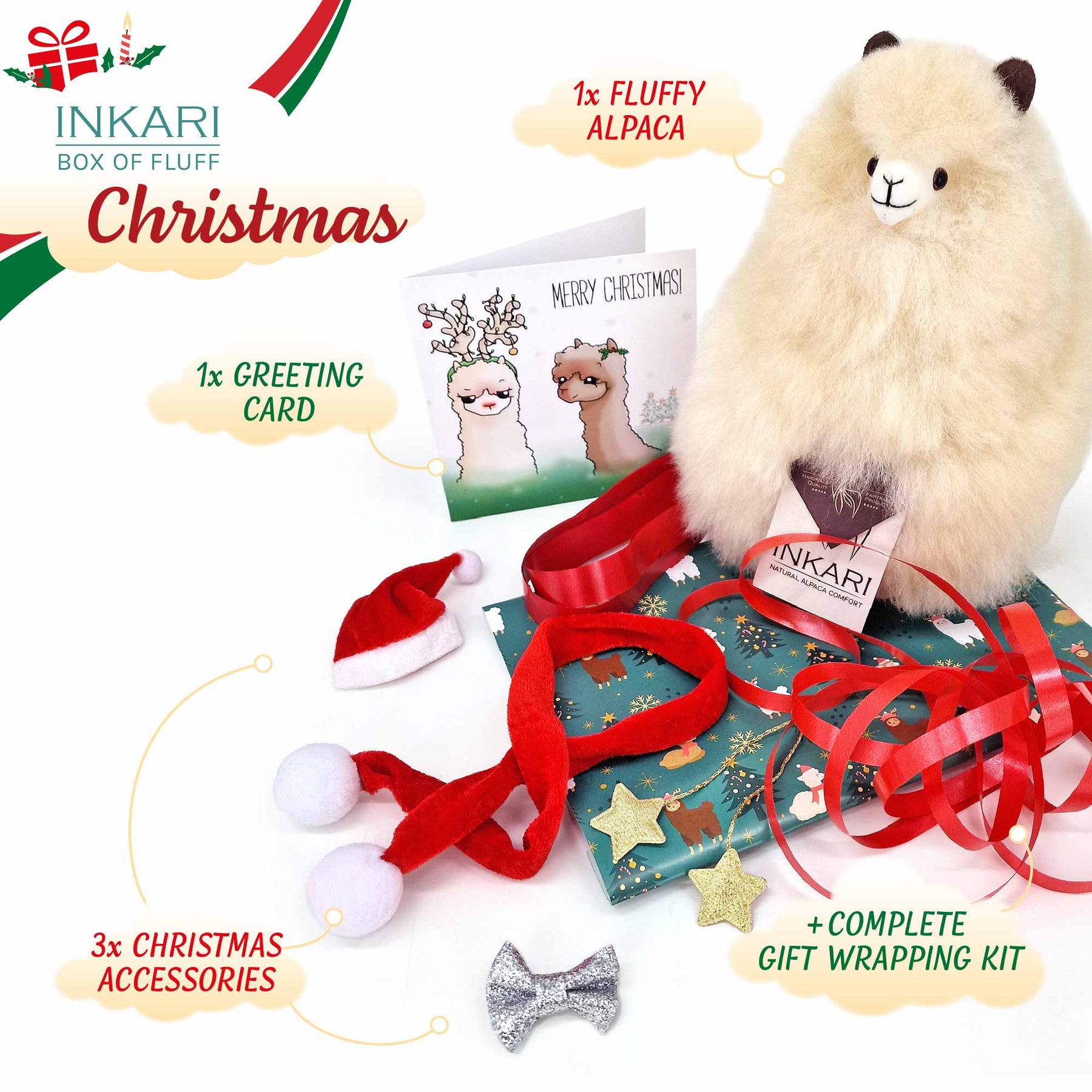 Box of Fluff - Christmas - Small Alpaca Toy