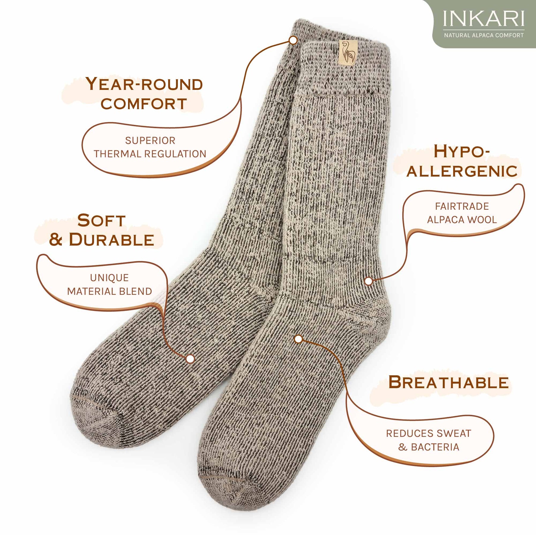 Long John Alpaca Wool Socks for Men & Women - Over the Calf with