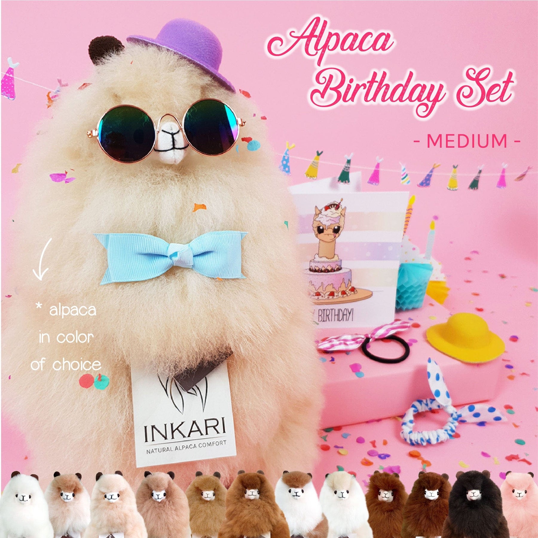 Alpaca Gift Sets ❤ MEDIUM ❤ Birthday - Stuffed Animal - alpaca gift - hypoallergenic - inkari.